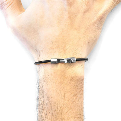 RAVEN BLACK TALBOT SILVER AND ROUND LEATHER BRACELET - The Clothing LoungeANCHOR & CREW
