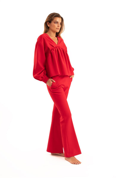Red Flare Pants - NOPIN - The Clothing LoungeNOPIN