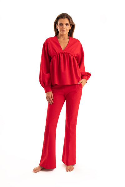 Red Flare Pants - NOPIN - The Clothing LoungeNOPIN