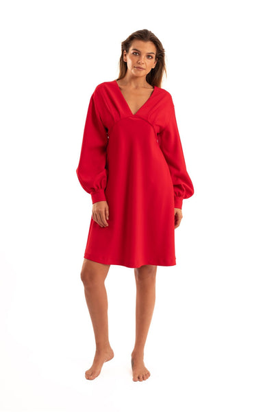 Red V-neck Dress - NOPIN - The Clothing LoungeNOPIN
