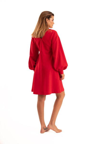 Red V-neck Dress - NOPIN - The Clothing LoungeNOPIN