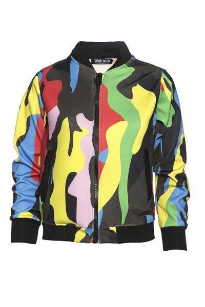 Rick Women's Rainbow Camo Print Bomber Jacket - The Clothing LoungeDear Deer