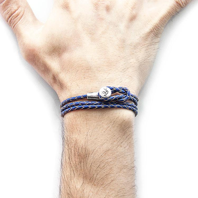 ROYAL BLUE DUNDEE SILVER AND BRAIDED LEATHER BRACELET - The Clothing LoungeANCHOR & CREW
