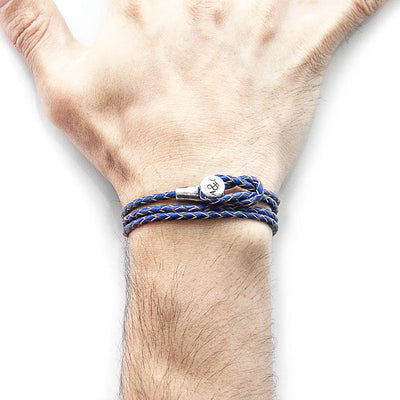 ROYAL BLUE DUNDEE SILVER AND BRAIDED LEATHER BRACELET - The Clothing LoungeANCHOR & CREW