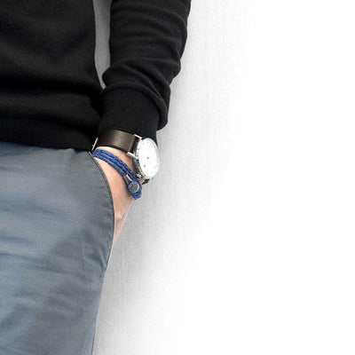 ROYAL BLUE DUNDEE SILVER AND BRAIDED LEATHER BRACELET - The Clothing LoungeANCHOR & CREW
