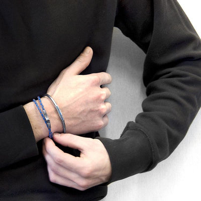 ROYAL BLUE LIVERPOOL SILVER AND BRAIDED LEATHER BRACELET - The Clothing LoungeANCHOR & CREW