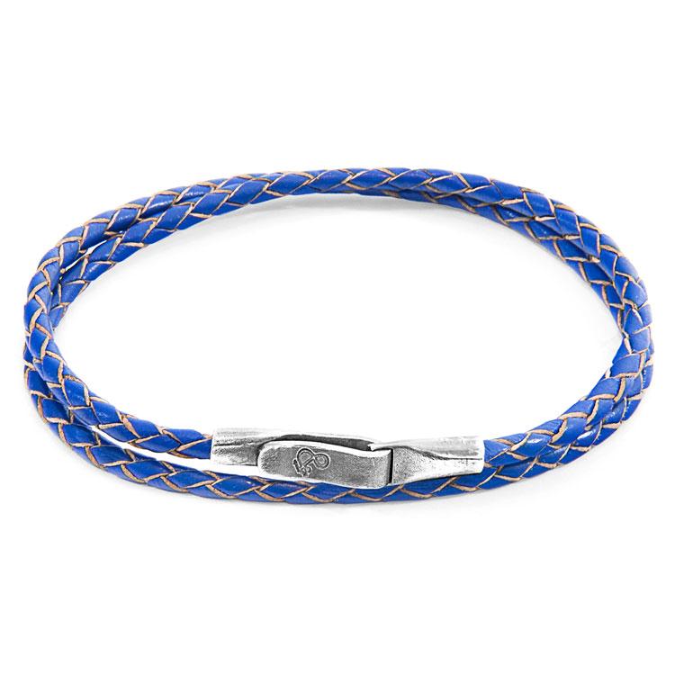 ROYAL BLUE LIVERPOOL SILVER AND BRAIDED LEATHER BRACELET - The Clothing LoungeANCHOR & CREW
