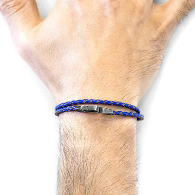 ROYAL BLUE LIVERPOOL SILVER AND BRAIDED LEATHER BRACELET - The Clothing LoungeANCHOR & CREW