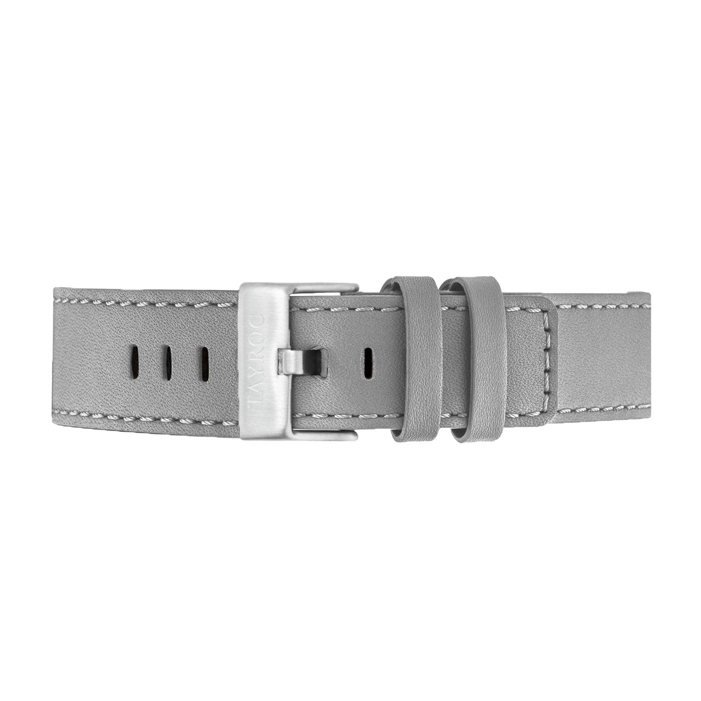 Grey Leather Strap Silver Buckle 22mm