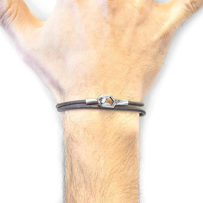 SHADOW GREY TENBY SILVER AND ROUND LEATHER BRACELET - The Clothing LoungeANCHOR & CREW