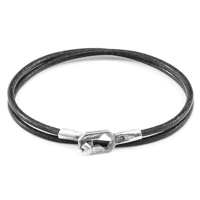 SHADOW GREY TENBY SILVER AND ROUND LEATHER BRACELET - The Clothing LoungeANCHOR & CREW