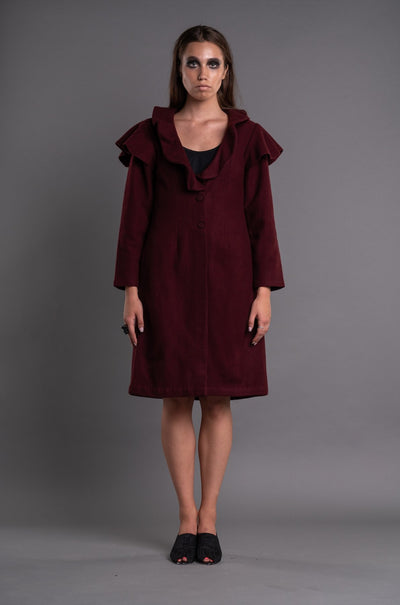 Shawl Collar Ruffle Coat - Dag Dai - The Clothing LoungeDag Dai