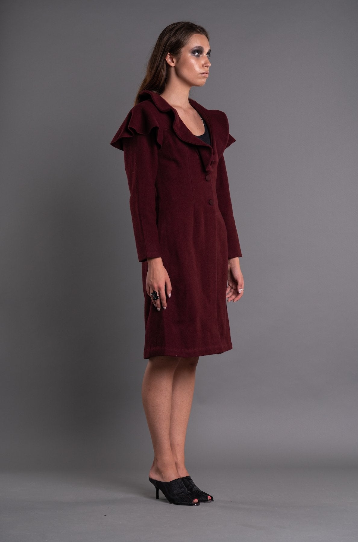 Shawl Collar Ruffle Coat - Dag Dai - The Clothing LoungeDag Dai