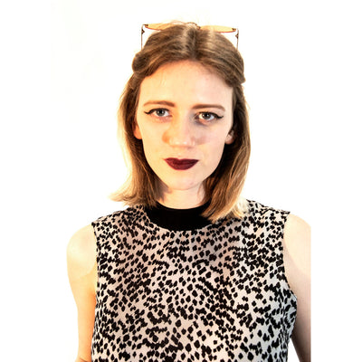 Printed satin blouse with neck tie detail 