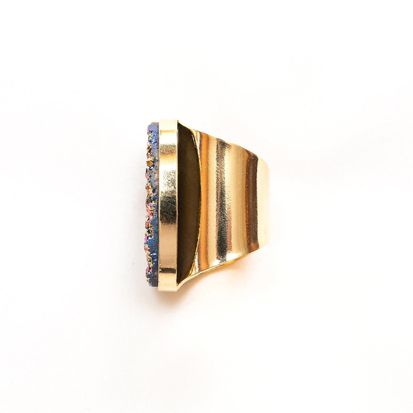 Steffy Rainbow Metallic Gemstone Oval Shape Cuff Ring - The Clothing LoungeTiana Jewel