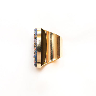 Steffy Rainbow Metallic Gemstone Oval Shape Cuff Ring - The Clothing LoungeTiana Jewel