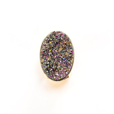 Steffy Rainbow Metallic Gemstone Oval Shape Cuff Ring - The Clothing LoungeTiana Jewel
