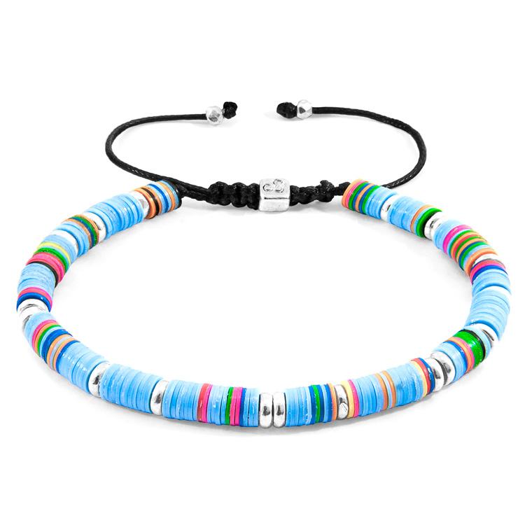 TURQUOISE BLUE KIVU SILVER AND VINYL DISC MACRAME BRACELET - The Clothing LoungeANCHOR & CREW