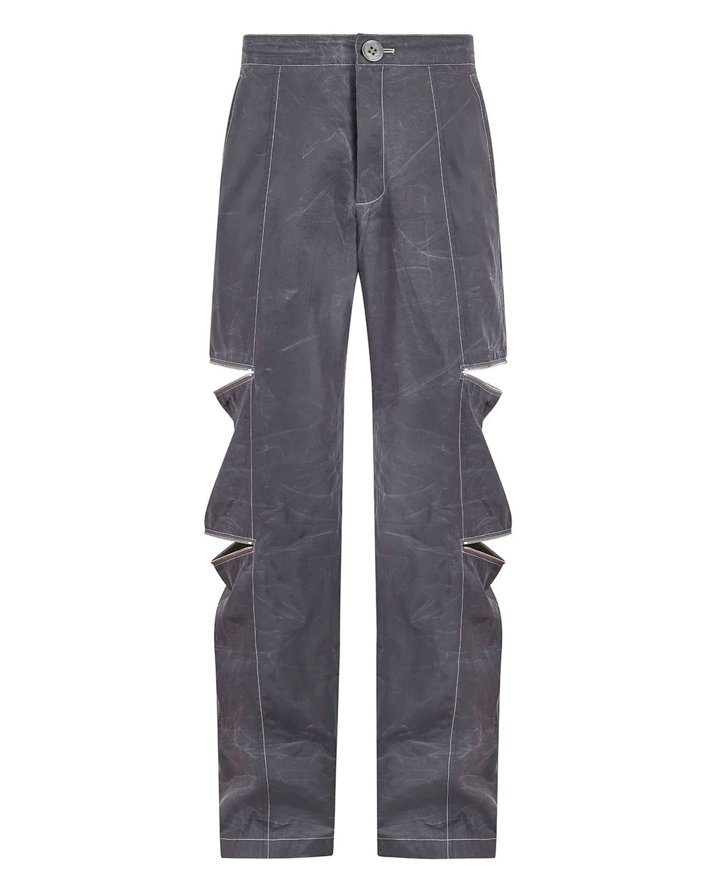 WAXED TENCEL TROUSERS WITH ZIP OPENINGS