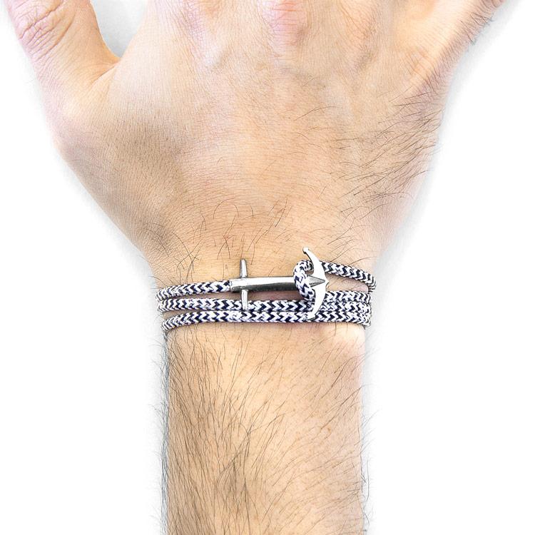 WHITE NOIR ADMIRAL ANCHOR SILVER AND ROPE BRACELET - The Clothing LoungeANCHOR & CREW