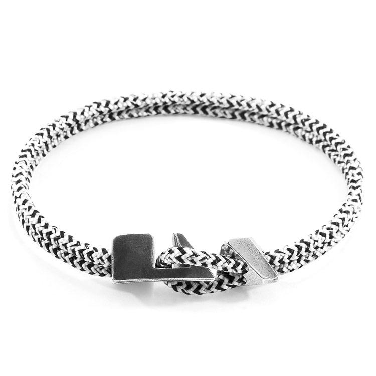 WHITE NOIR BRIXHAM SILVER AND ROPE BRACELET - The Clothing LoungeANCHOR & CREW