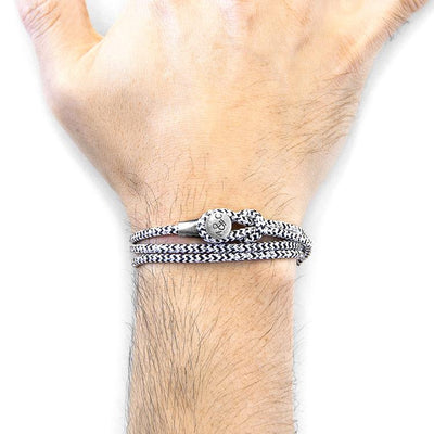 WHITE NOIR DUNDEE SILVER AND ROPE BRACELET - The Clothing LoungeANCHOR & CREW