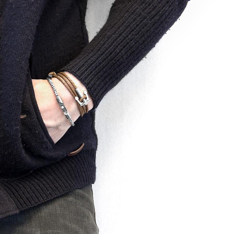 WHITE NOIR TALBOT SILVER AND ROPE BRACELET - The Clothing LoungeANCHOR & CREW