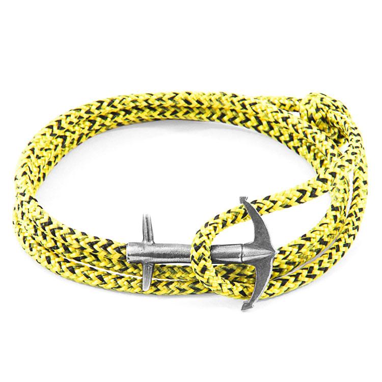 YELLOW NOIR ADMIRAL ANCHOR SILVER AND ROPE BRACELET - The Clothing LoungeANCHOR & CREW
