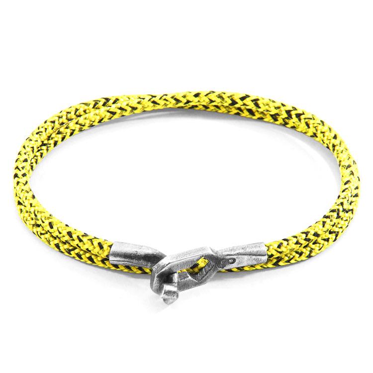 YELLOW NOIR TENBY SILVER AND ROPE BRACELET - The Clothing LoungeANCHOR & CREW