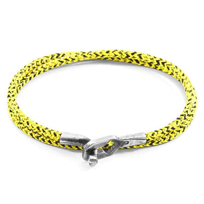 YELLOW NOIR TENBY SILVER AND ROPE BRACELET - The Clothing LoungeANCHOR & CREW