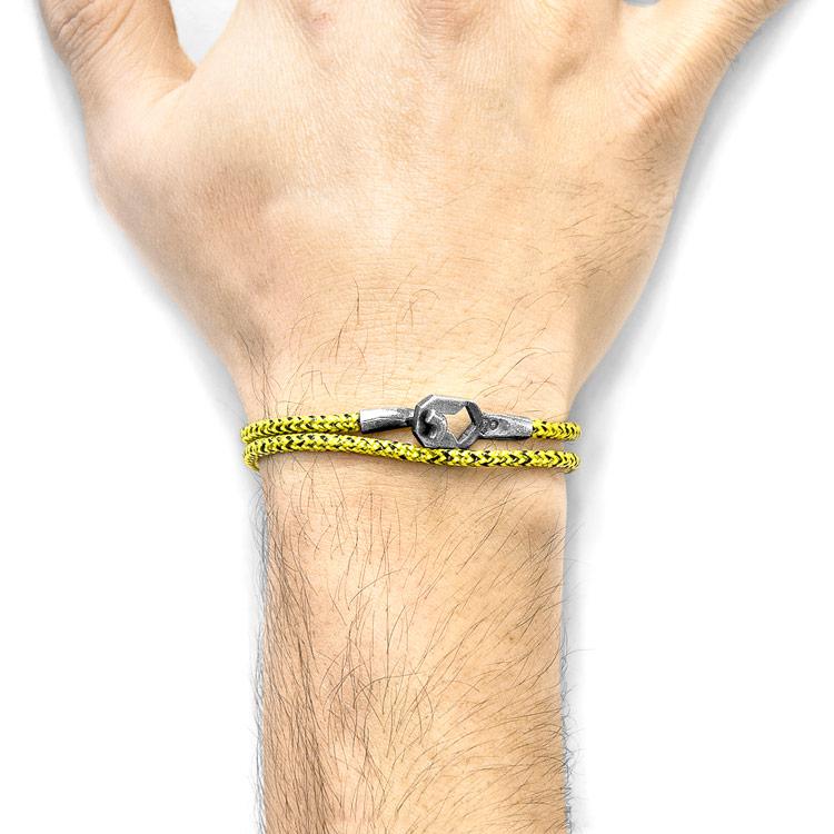 YELLOW NOIR TENBY SILVER AND ROPE BRACELET - The Clothing LoungeANCHOR & CREW